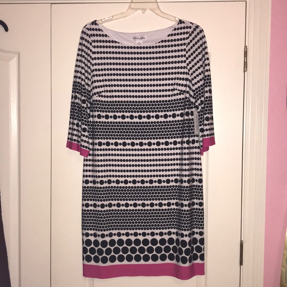 Black/white with pink detail dress